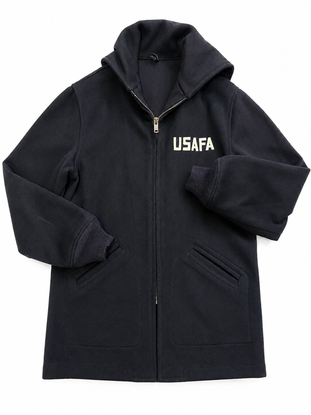Vintage USAFA Cadet Parka Wool Military Coat Brill Bros Black Medium X-Long